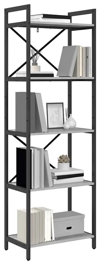 vidaXL Ράφι Βιβλίων Γκρίζο Σονομα 56 x 34 x 171 εκ Επεξεργασμένο ξύλο