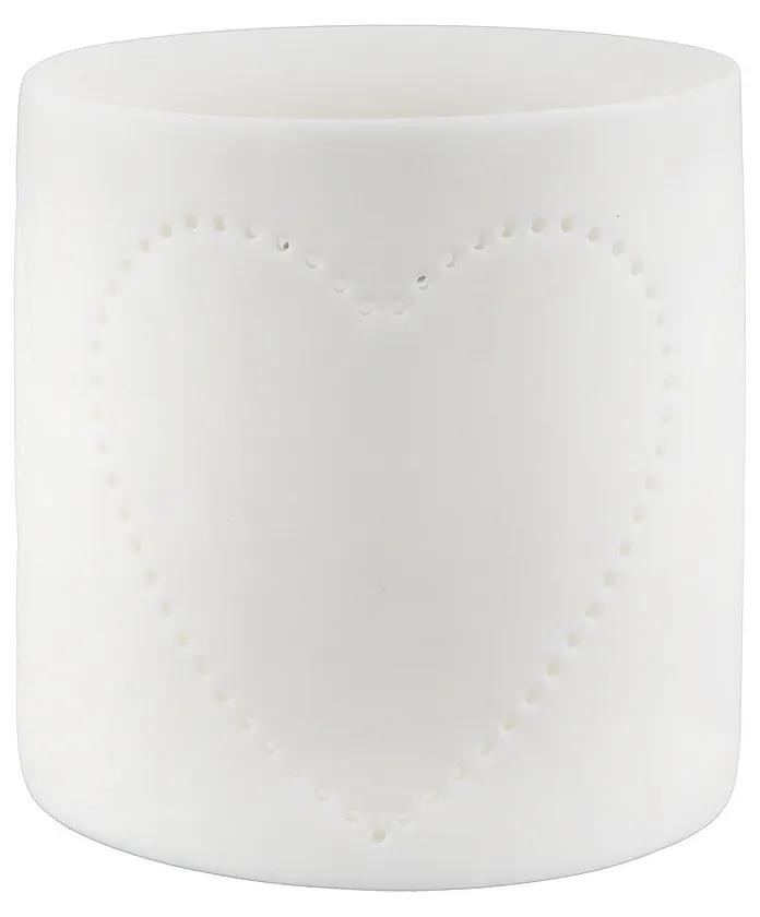 Φανάρι ArteLibre Με Διακόσμηση Καρδιά Λευκό Πορσελάνη 7cm