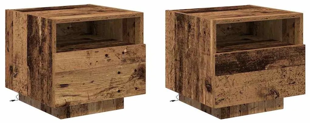vidaXL Κομοδίνο 2 pcs Παλαιό ξύλο 40 x 39 x 37 εκ Επεξεργασμένο ξύλο