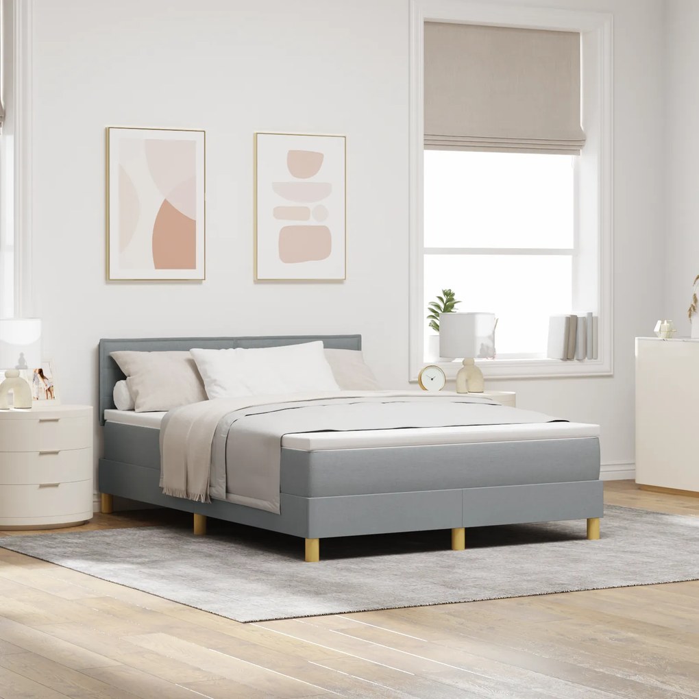 vidaXL Κρεβάτι με Στρώμα Ανοιχτό Γκρι 140x200 cm Ύφασμα