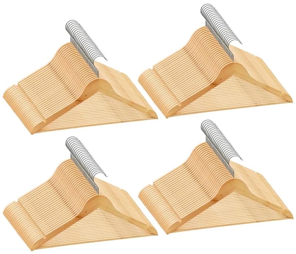 vidaXL Κρεμάστρες Ρούχων Σετ 100 τεμ. Αντιολισθητικές από Σκληρό Ξύλο