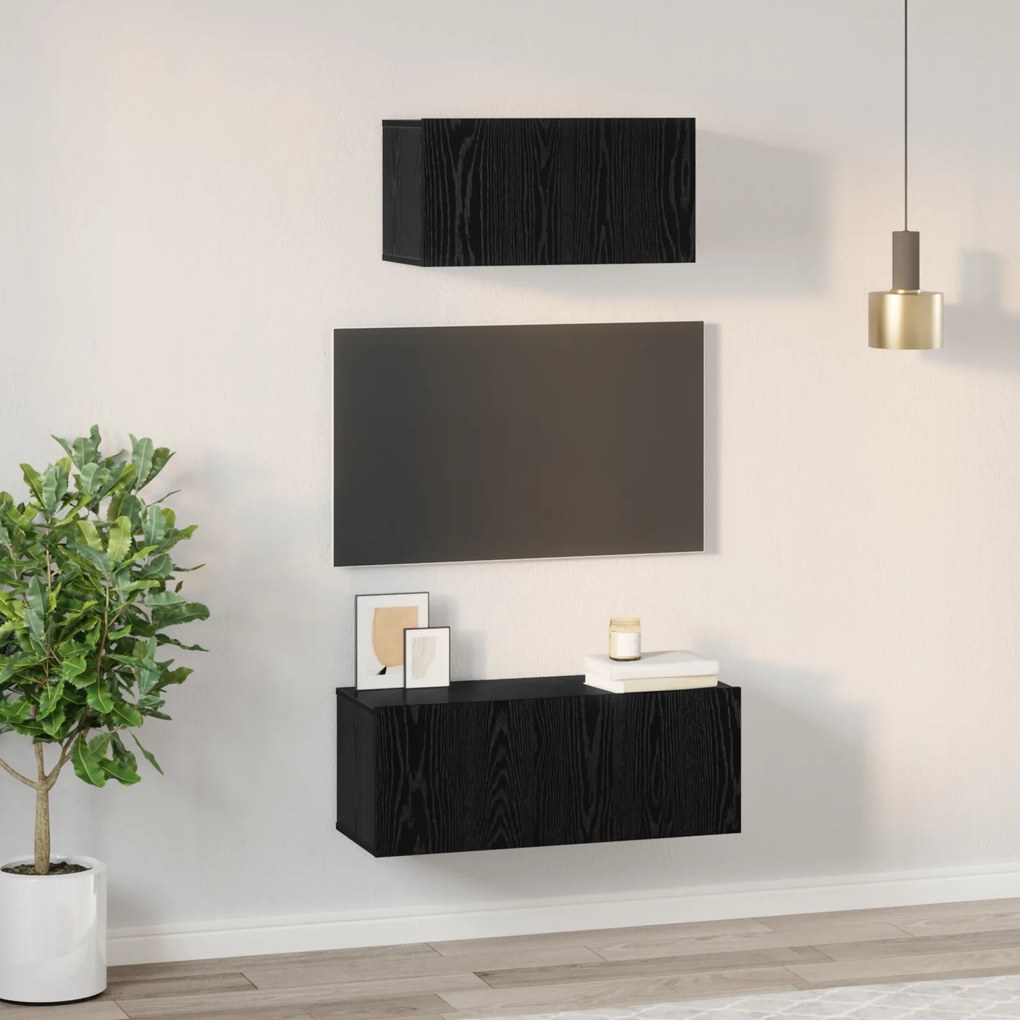 vidaXL Σετ επίπλου τηλεόρασης 2 pcs Μαύρη δρυς 80 x 30 x 30 εκ