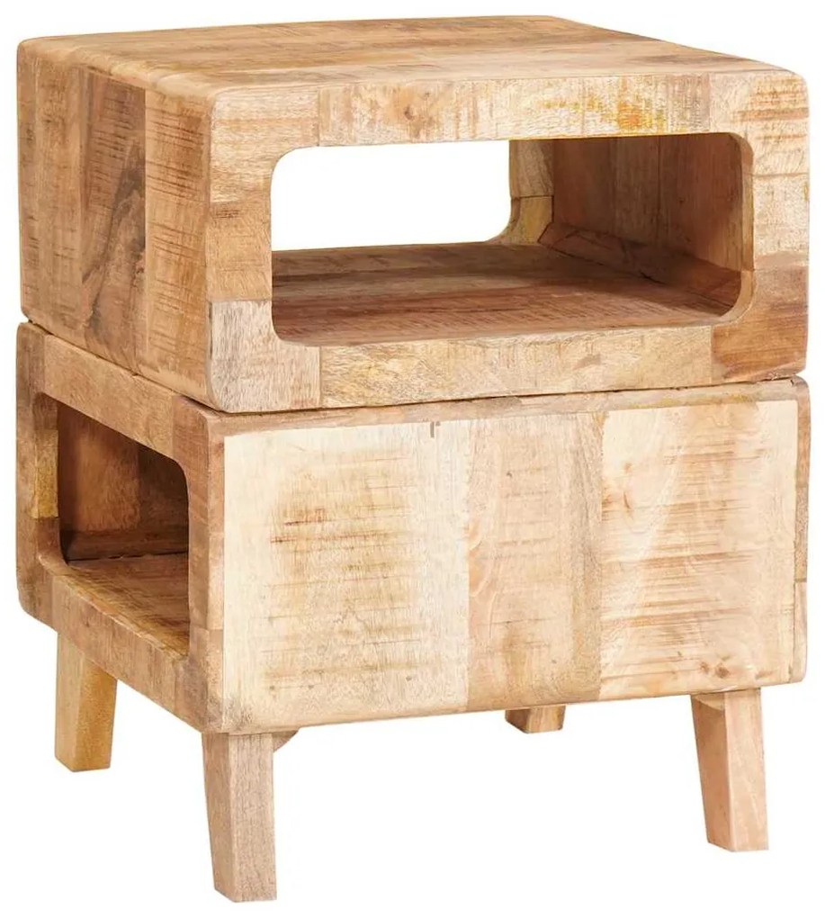 vidaXL End Table με ράφι Καφέ 40 x 40 x 49 εκ Στερεό ξύλο μάνγκο