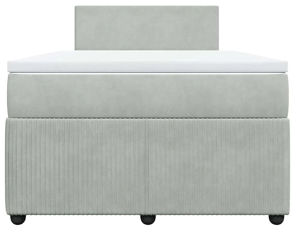 vidaXL Κρεβάτι Boxspring με Στρώμα Ανοιχτό Γκρι 120x190 εκ. Βελούδινο