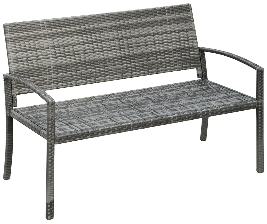 Outsunny Πάγκος Κήπου, σε εμφάνιση Rattan, με ατσάλινο πλαίσιο, για 2 άτομα, Καφέ, 122 x 60 x 87cm