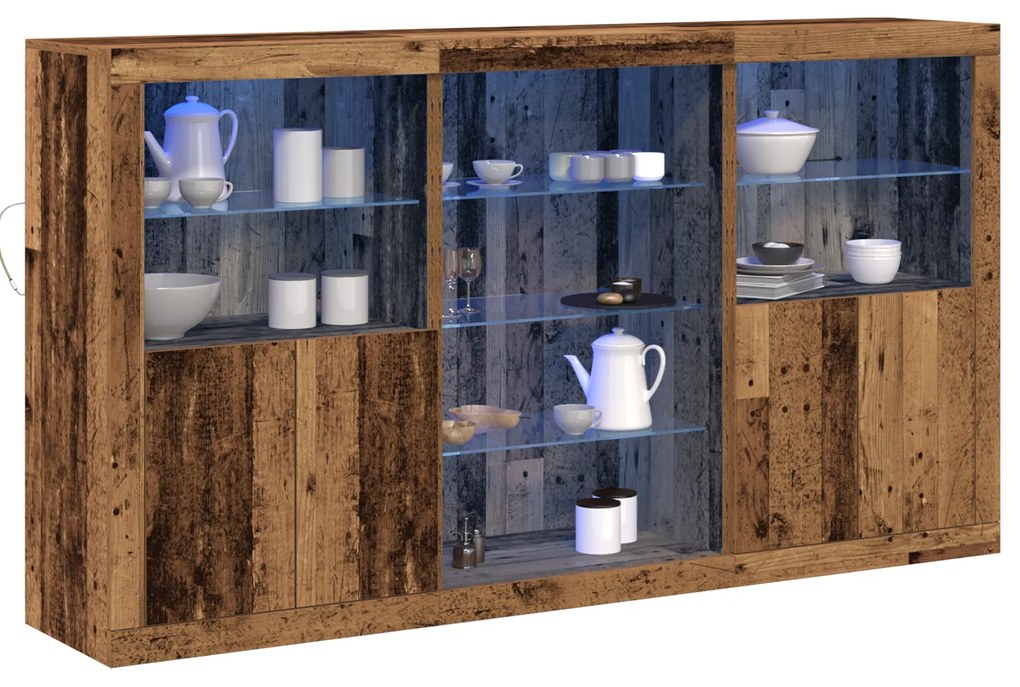vidaXL Μπουφές με LED Φωτισμό Παλιό Ξύλο 181.5x37x100 εκ. Επεξεργασμένο Ξύλο