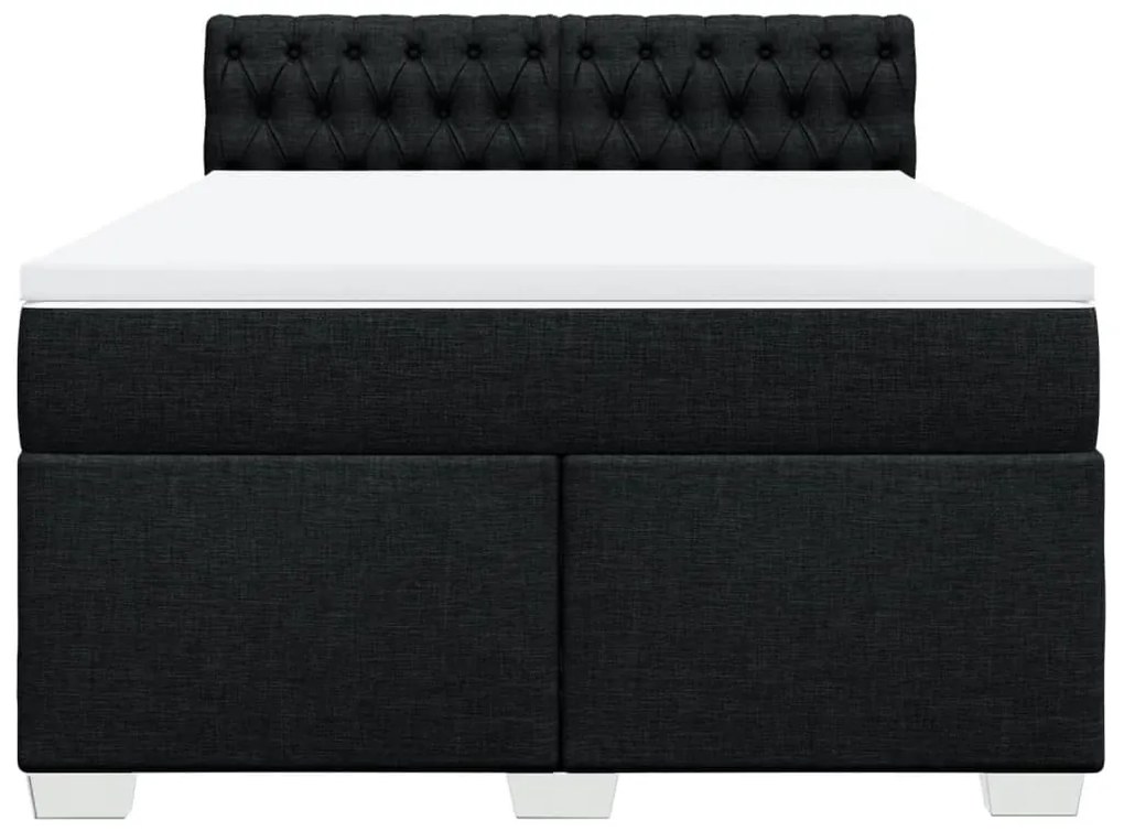 vidaXL Κρεβάτι Boxspring με Στρώμα Μαύρο 160x200 εκ. Υφασμάτινο