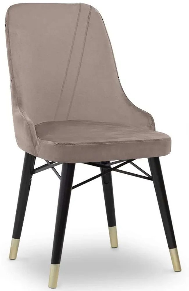 Καρέκλα Τραπεζαρίας Floria 0248573 54x48x91cm Beige Βελούδο, Ξύλο