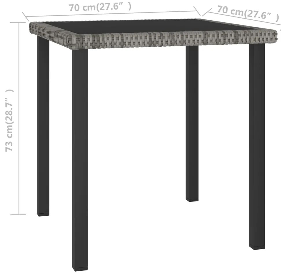 vidaXL Τραπεζαρία Κήπου Γκρι 70 x 70 x 73 εκ. από Συνθετικό Ρατάν