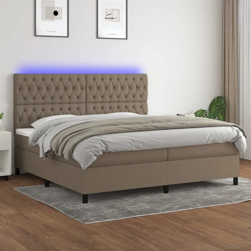 ΚΡΕΒΑΤΙ BOXSPRING ΜΕ ΣΤΡΩΜΑ &amp; LED TAUPE 200X200 ΕΚ. ΥΦΑΣΜΑΤΙΝΟ 3135145