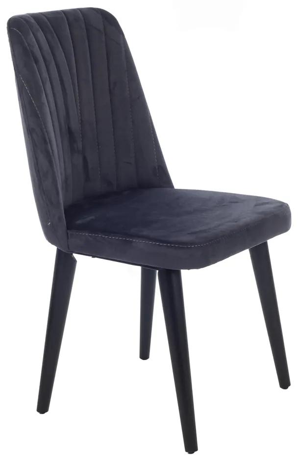 Artekko Lizbon Καρέκλα με Ξύλινο Μαύρο Σκελετό και Γκρι/Ανθρακί Βελούδο (48x60x92)cm