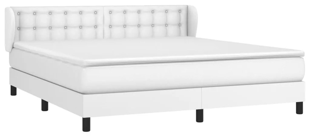 vidaXL Κρεβάτι Boxspring με Στρώμα Λευκό 160x200εκ.από Συνθετικό Δέρμα