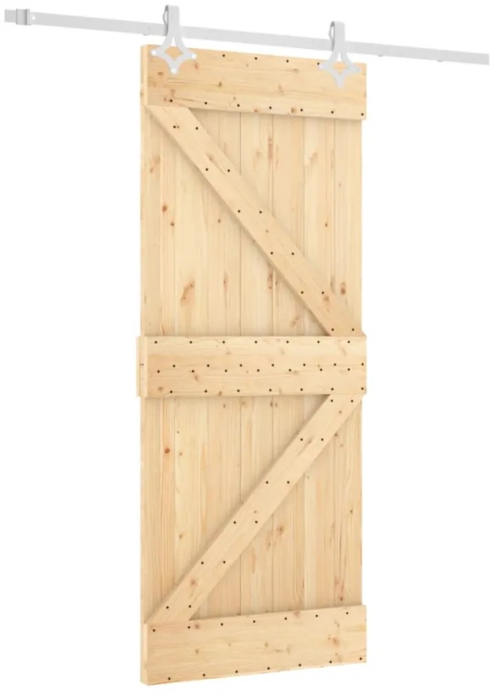 vidaXL Συρόμενη Μεσόπορτα με Μηχανισμό 85 x 210 εκ. Μασίφ Ξύλο Πεύκου