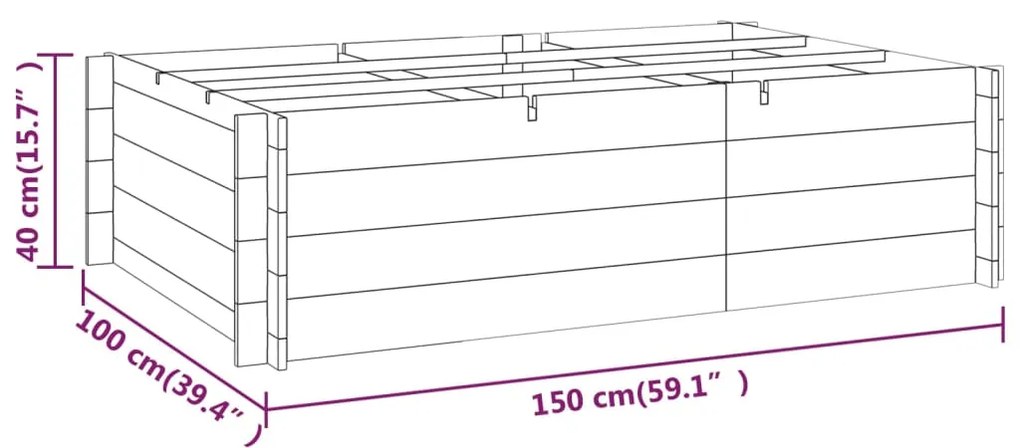 vidaXL Ζαρντινιέρα Υπερυψωμένη 150 x 100 x 40 εκ. από Εμποτισμένο Ξύλο