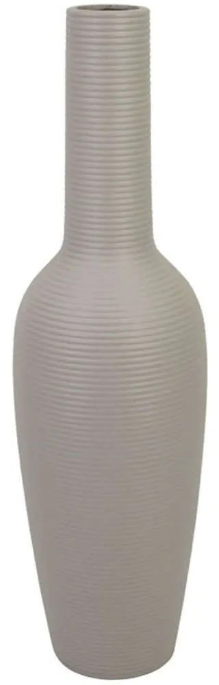 Βάζο - Μπουκάλι Γραμμωτό 15-00-22510-55 Φ15x58cm Light Grey Marhome Ceramic