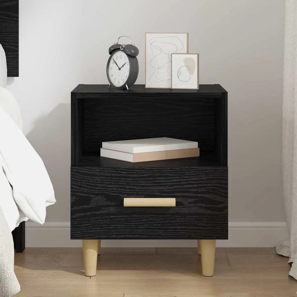 vidaXL Κομοδίνο Μαύρη δρυς 40 x 35 x 47.5 εκ Επεξεργασμένο ξύλο