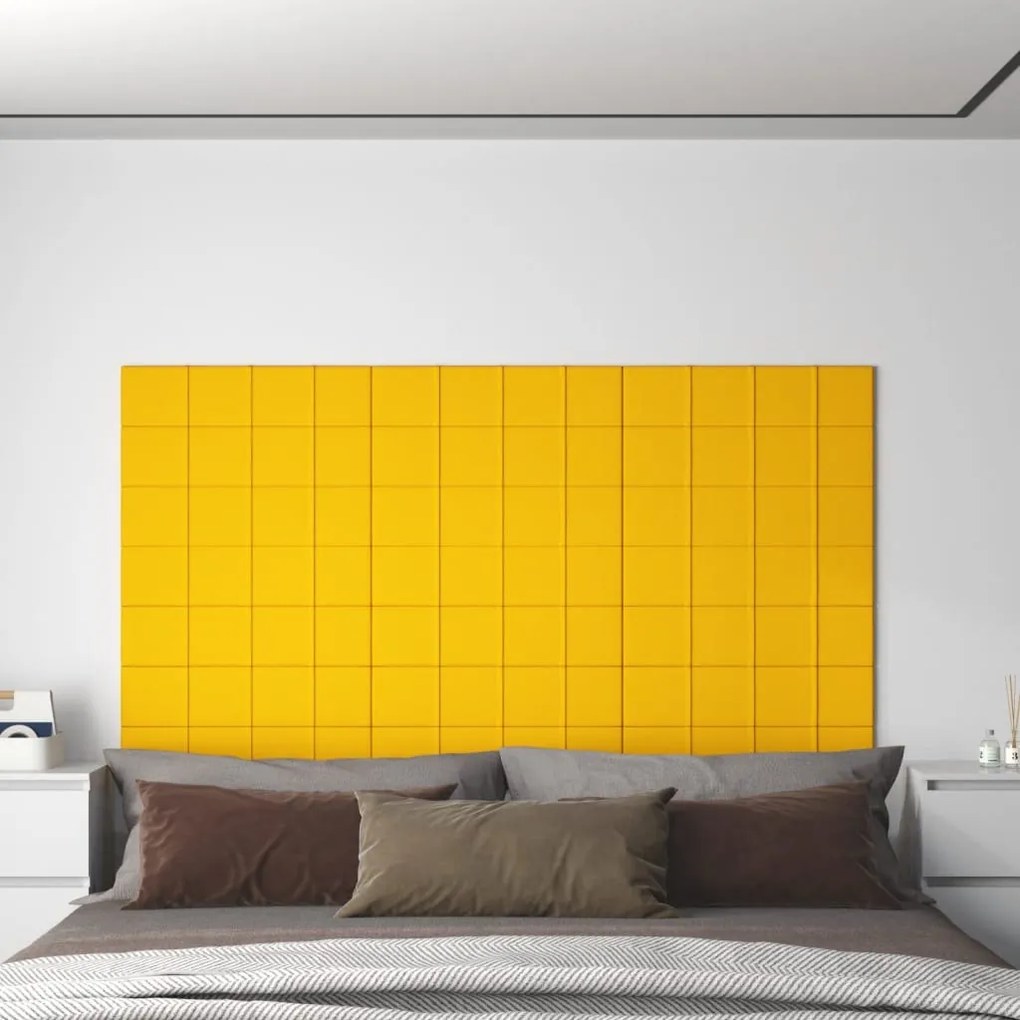 vidaXL Πάνελ Τοίχου 12 τεμ. Κίτρινα 60 x 15 εκ. 1,08 μ² Βελούδινα