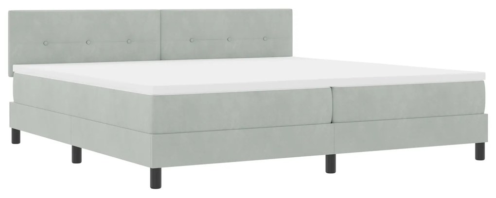 vidaXL Κρεβάτι Box Spring με Στρώμα & LED Φωτισμός Γκρι 200x200 εκ Βελούδο