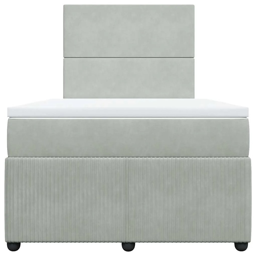 vidaXL Κρεβάτι Boxspring με Στρώμα Ανοιχτό Γκρι 120x200 εκ. Βελούδινο