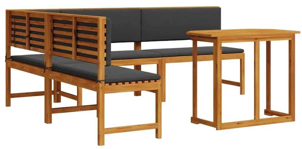 vidaXL Σετ Παγκάκι Κήπου 4 pcs Καφέ Μασίφ ξύλο ακακίας