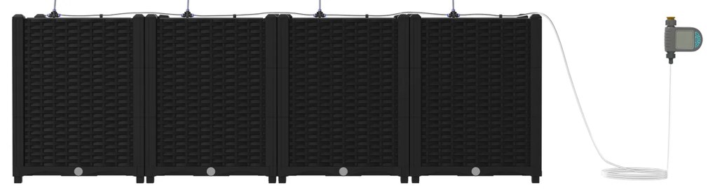 vidaXL Γλάστρες Κήπου 1 τεμ Μαύρο 160 x 40 x 52 cm Πλαστικό