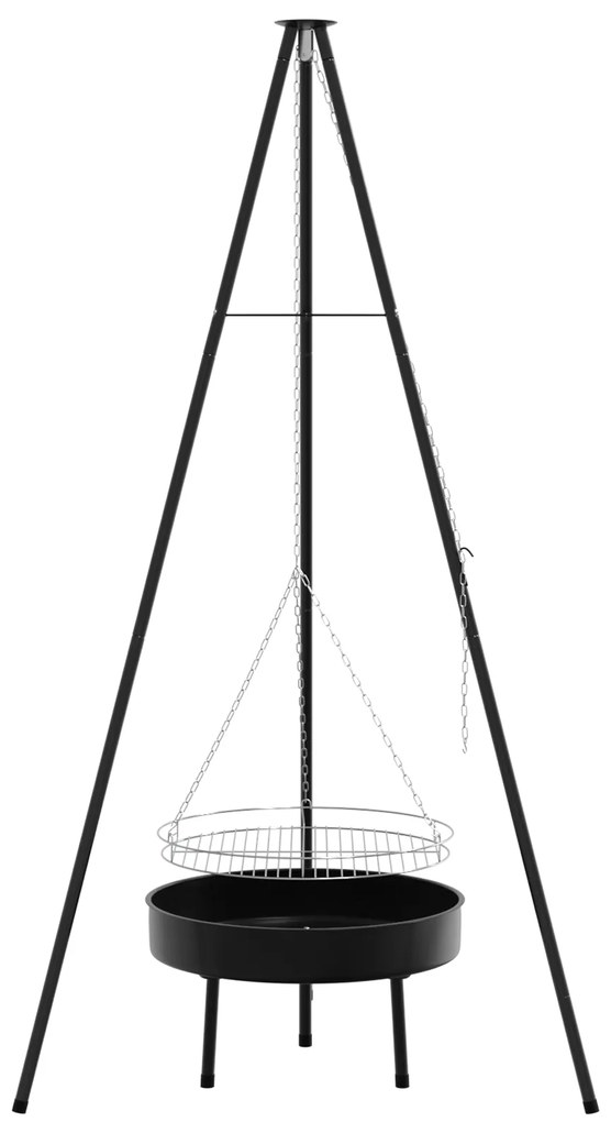 vidaXL Τρίποδο Μαγειρέματος Με Grill Grate Και Τηγάνι Φωτιάς 170 εκ.