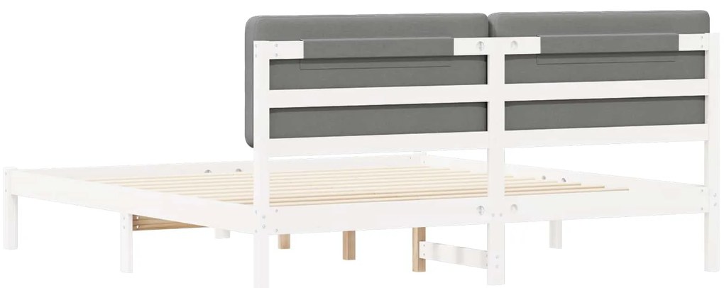 vidaXL Σκελετός Κρεβατιού με Επενδεδυμένο Κεφαλάρι Ανοιχτό γκρι