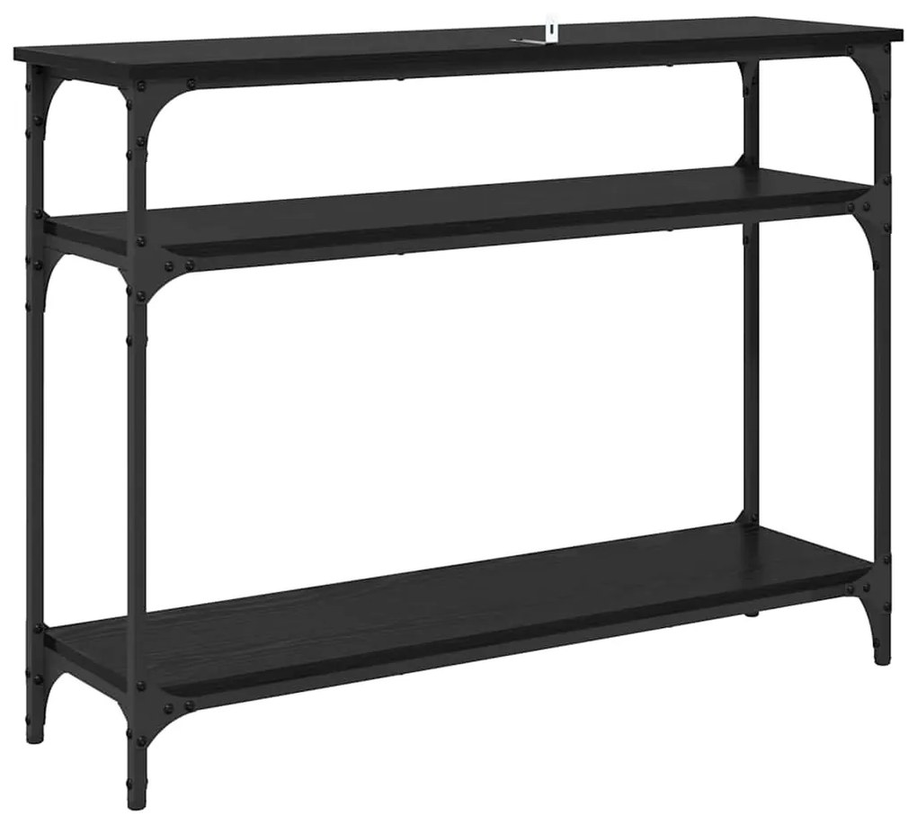 vidaXL Τραπέζι κονσόλας με ράφι Μαύρη Οξυά 100 x 29 x 75 εκ.