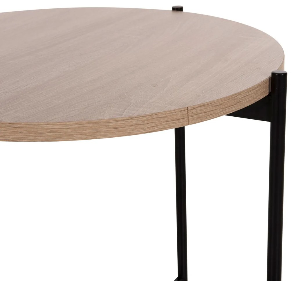 Τραπεζάκι σαλονιού C9589.03 MDF Σονόμα και Μαύρη Μεταλλική Βάση Φ50x55Υεκ. 50x50x55 εκ.
