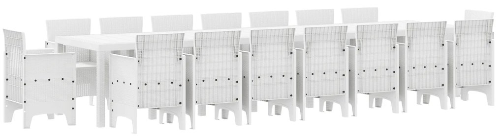vidaXL Σέτ φαγητού για κήπο 17 pcs Λευκό Rattan Polt