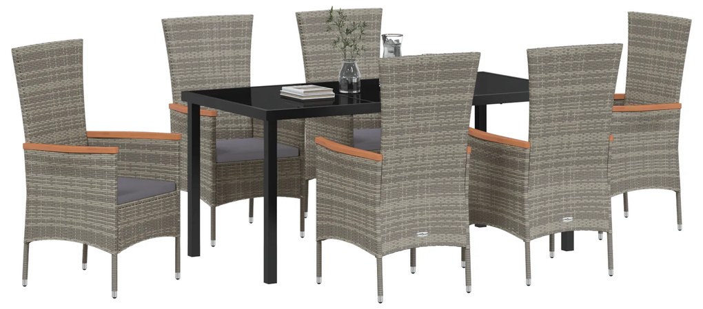vidaXL Σετ Τραπεζαρίας Κήπου 7 Τεμαχίων 7 pcs Γκρι 160 x 80 x 73 εκ