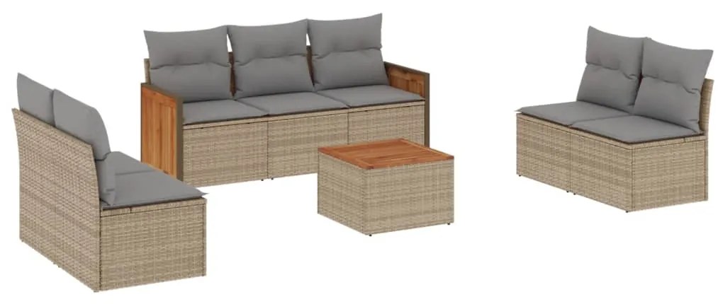 vidaXL Σαλόνι Κήπου Σετ 8 τεμ. Μπεζ Συνθετικό Ρατάν με Μαξιλάρια