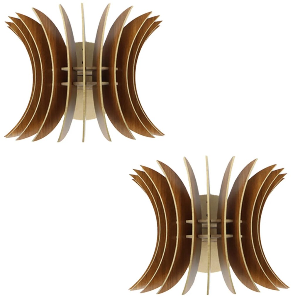 Σετ απλίκες τοίχου C7380.02 2 τμχ Ξύλινες απο MDF Καρυδί 28x20x20Υεκ. 28x20x20 εκ.