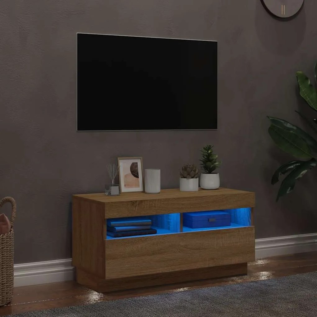 vidaXL Έπιπλο Τηλεόρασης με LED Sonoma Δρυς 80 x 35 x 40 εκ.