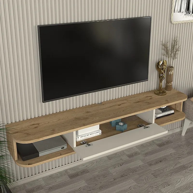 ΕΠΙΠΛΟ ΤΗΛΕΟΡΑΣΗΣ ΕΠΙΤΟΙΧΙΟ CROSS MEGAPAP ΜΕ LED ΧΡΩΜΑ SEPET OAK - SANDSTONE 150X29,6X19,2ΕΚ.