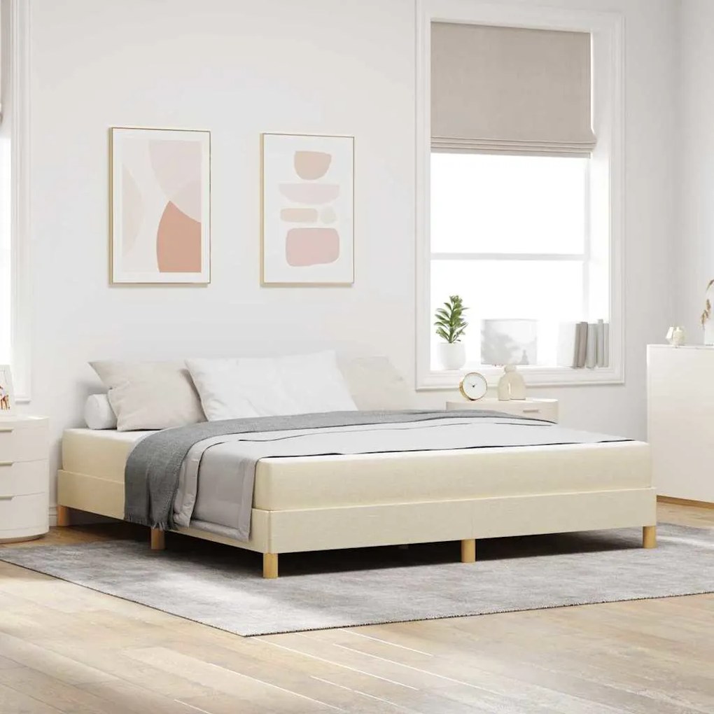 vidaXL Κρεβάτι με ελατήρια Κρέμα, Καφέ 180 x 200 cm