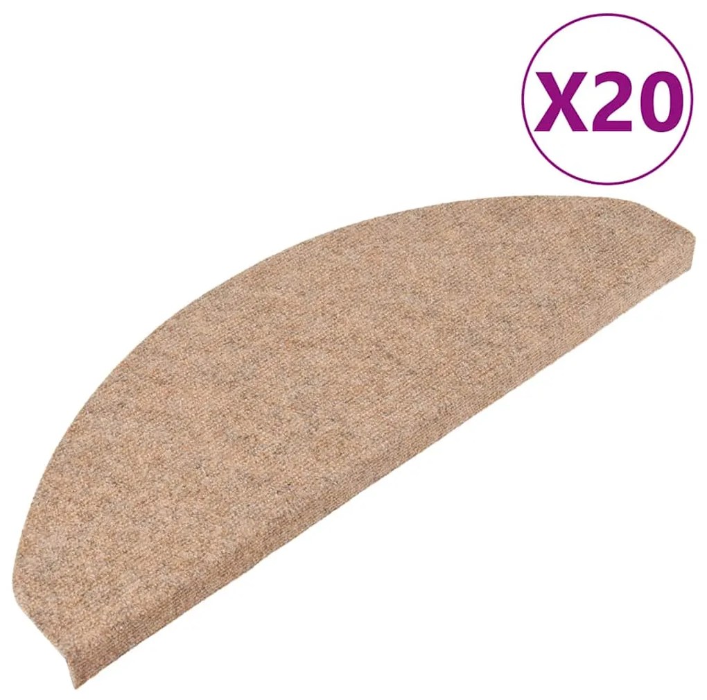 vidaXL Πατάκια Σκάλας Αυτοκόλλητα 20 τεμ. Μπεζ 65 x 22,5 x 3,5 εκ.