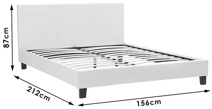 Κρεβάτι Nevil pakoworld διπλό 150x200 PU χρώμα λευκό ματ - 006-000001 - 006-000001