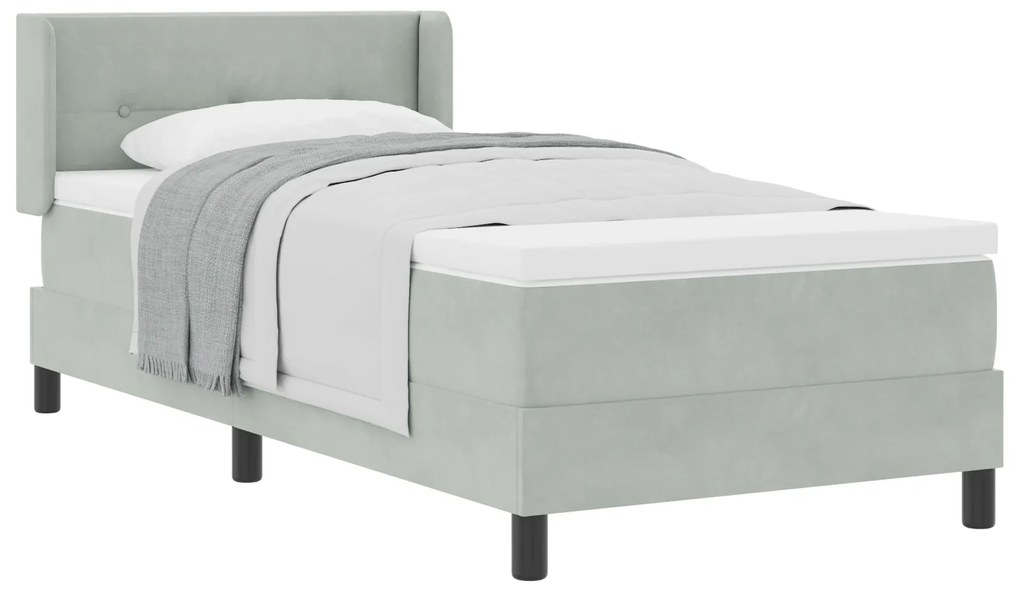 vidaXL Κρεβάτι με Στρώμα Light Grey 90x200 εκ. Βελούδο