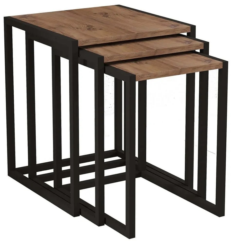 Ζιγκόν Tali (Σετ 3Τμχ) 835PUQ6258 44x45x52/39x45x49/34x45x46cm Black-Pine