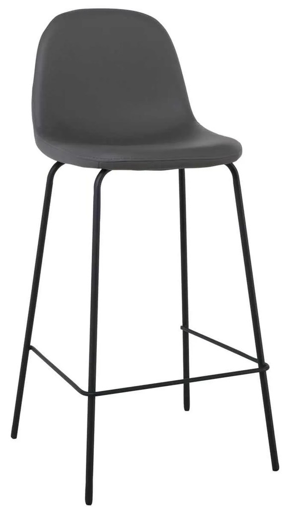 Σκαμπώ CELINA Bar Μετ.Μαύρο, Pvc Γκρι (ύψος 47x51x67/97cm (Σετ 4 ΤΕΜ)