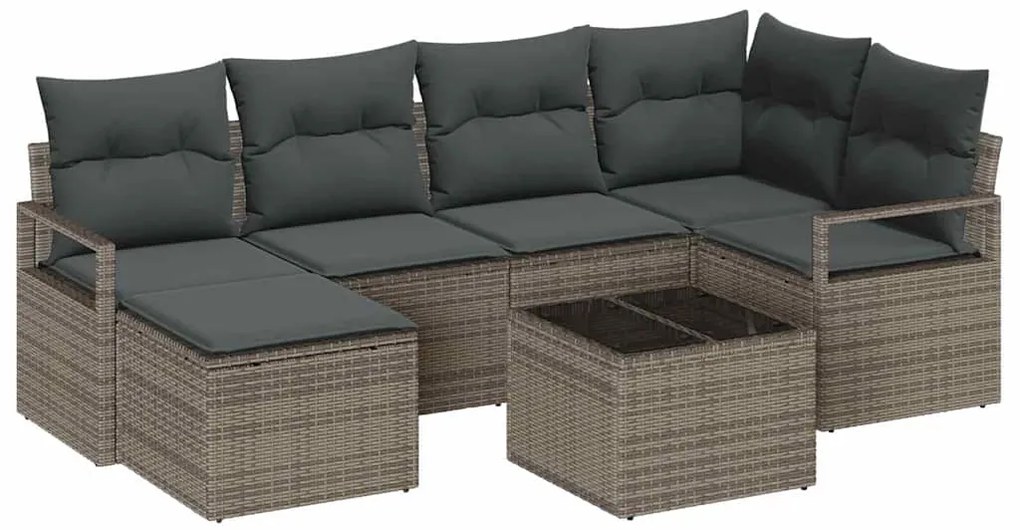 vidaXL Σετ Καναπέ Κήπου 7 pcs Γκρι Πολυ ράταν