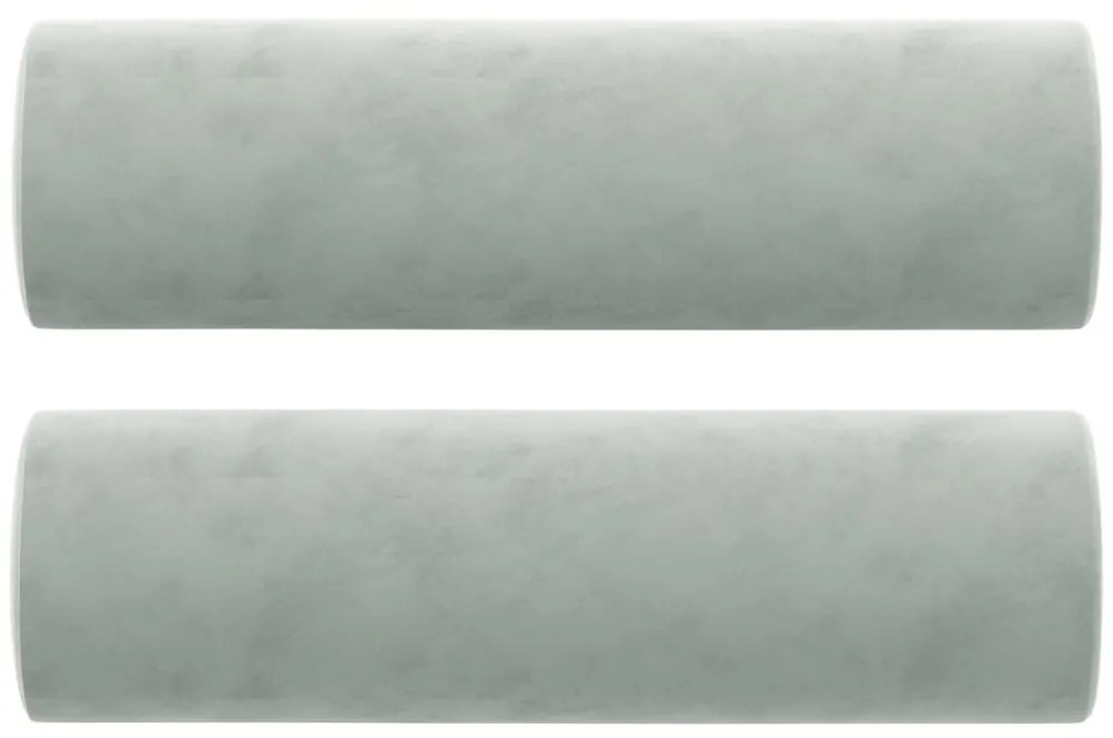 vidaXL Μαξιλάρια Διακοσμητικά 2 τεμ. Ανοιχτό Γκρι Ø15x50 εκ. Βελούδινα