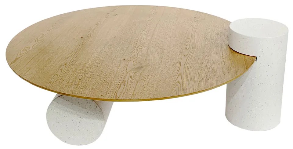 ASSYMETRON COFFEE TABLE ΦΥΣΙΚΟ ΓΚΡΙ ΑΝΟΙΧΤΟ 110x100xH41cm - 04-0970