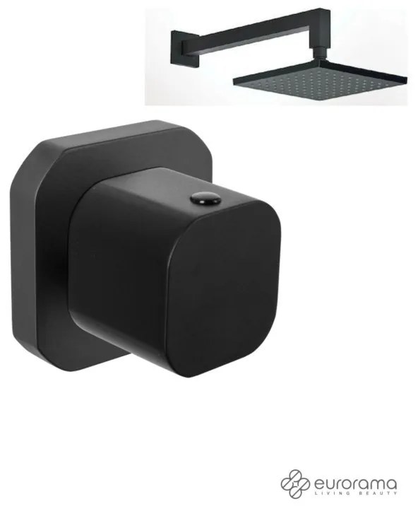 Eurorama Quadra Black Matt Ανακλινόμενη κεφαλή 20x20εκ.+Εκτροπέας εντοιχισμού περιστροφικός 3 εξόδων