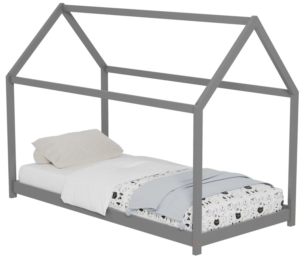 ΚΡΕΒΑΤΙ ΠΑΙΔΙΚΟ PEPE HM677.05 τ.MONTESSORI ΞΥΛΟ ΠΕΥΚΟ ΓΚΡΙ- 190x90εκ