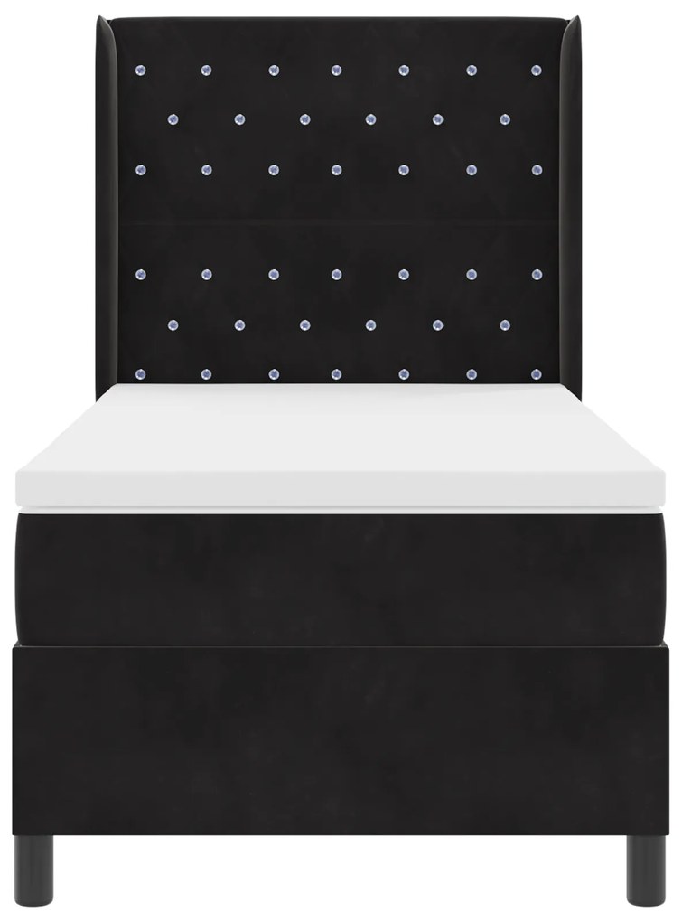 vidaXL Κρεβάτι Box Spring με Στρώμα Μαύρο 90x190 εκ. Βελούδο