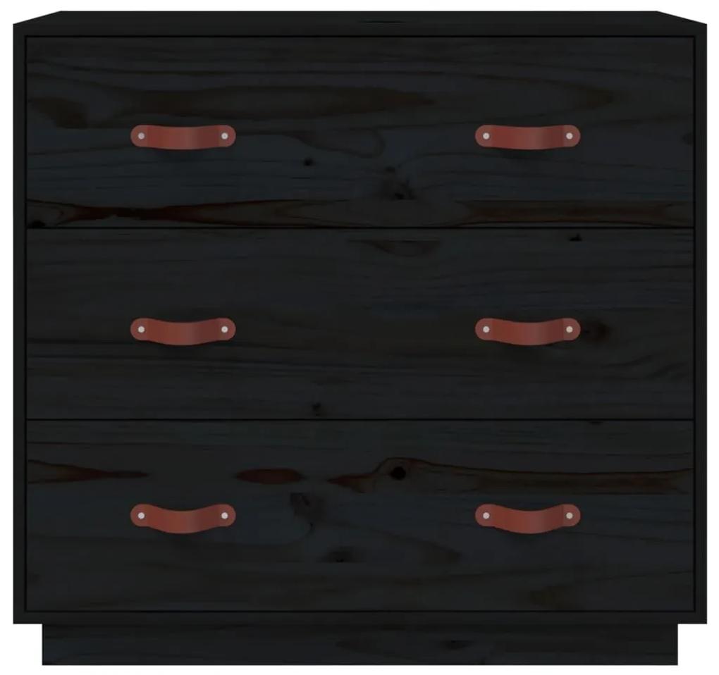 Ντουλάπι Μαύρος 80x40x75 εκ. από Μασίφ Ξύλο Πεύκου - Μαύρο
