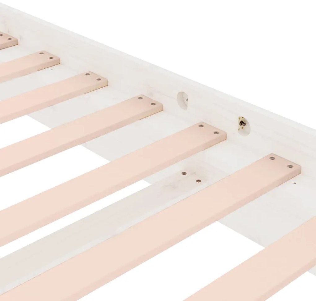 vidaXL Πλαίσιο Κρεβατιού Λευκό 75x190 εκ. Μασίφ Ξύλο Small Single