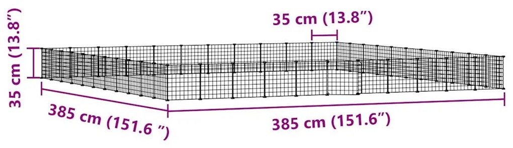 vidaXL Κλουβί Κατοικίδιων με 44 Πάνελ + Πόρτα Μαύρο 35 x 35εκ Ατσάλινο